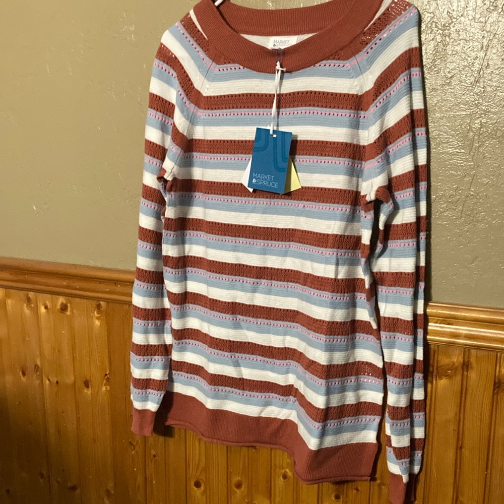 NWT Market & Spruce Crewneck striped Sweater